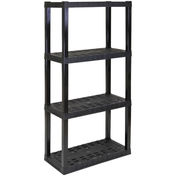 Oskar Plastic Storage Shelves Garage Shelving Unit 4-Tier 57"H x 30"W x 14"D Black 400 lb Capacity
