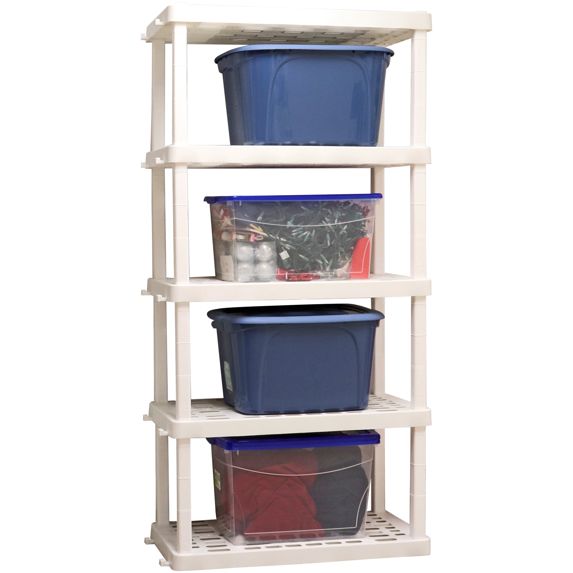 Oskar White 5-Tier Plastic Garage Storage Shelving Unit