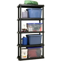 Oskar Plastic Storage Shelves Garage Shelving Unit 5-Tier 74"H x 36"W x 18"D Black 750 lb Capacity