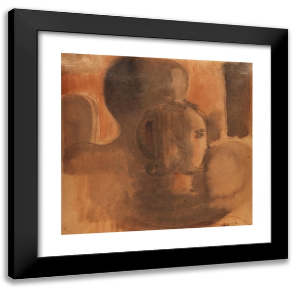 Oskar Schlemmer 13x12 Black Modern Framed Museum Art Print Titled - Girl's Head in Front of a Dark Figure Silhouette (1936)