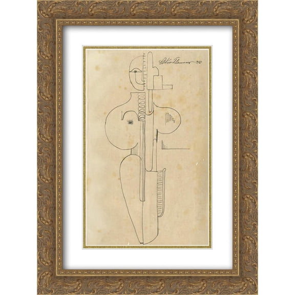 Oskar Schlemmer 2x Matted 18x24 Gold Ornate Framed Art Print 'Akt'