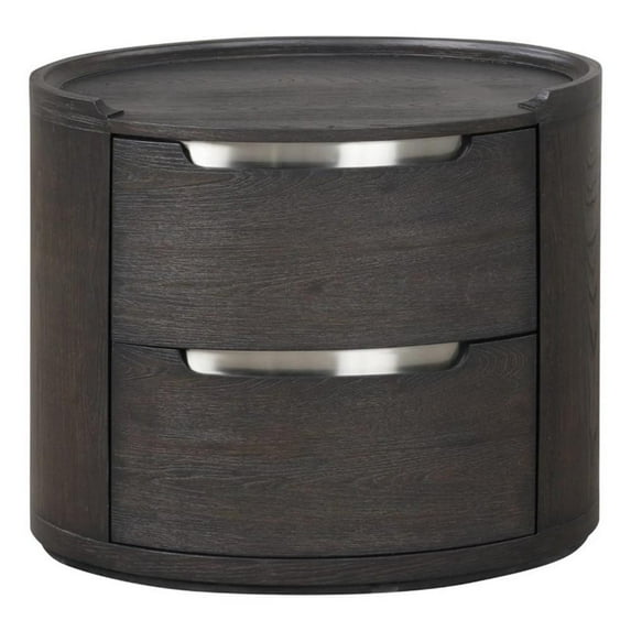 Osko Nightstand- 2 Storage Drawers- Nickel Trim