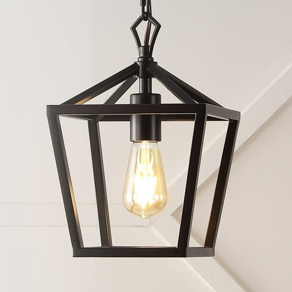 JONATHAN Y Pagoda 8" 1-Light Classic Traditional Metal Cage Lantern LED Pendant, Oil Rubbed Bronze