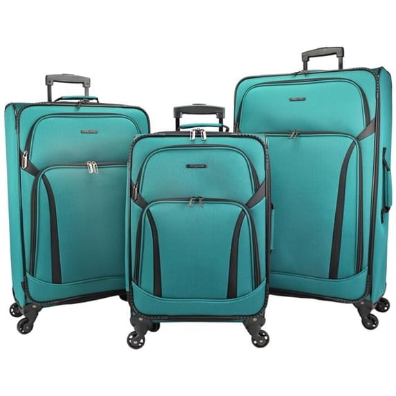 Oslo 3-Piece Lightweight Expandable Spinner Luggage Set - Teal
