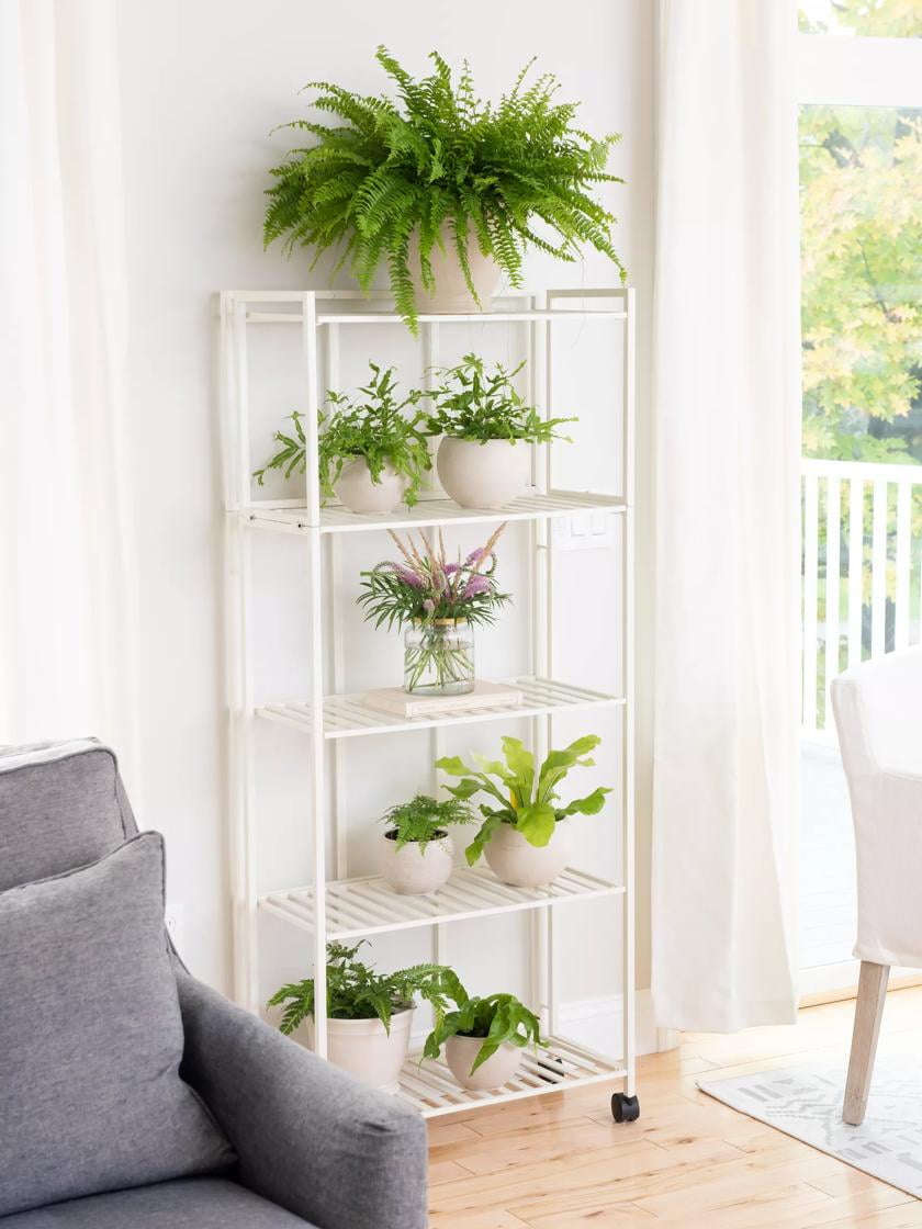 Oslo White Metal 4-Tier Folding Plant Stand
