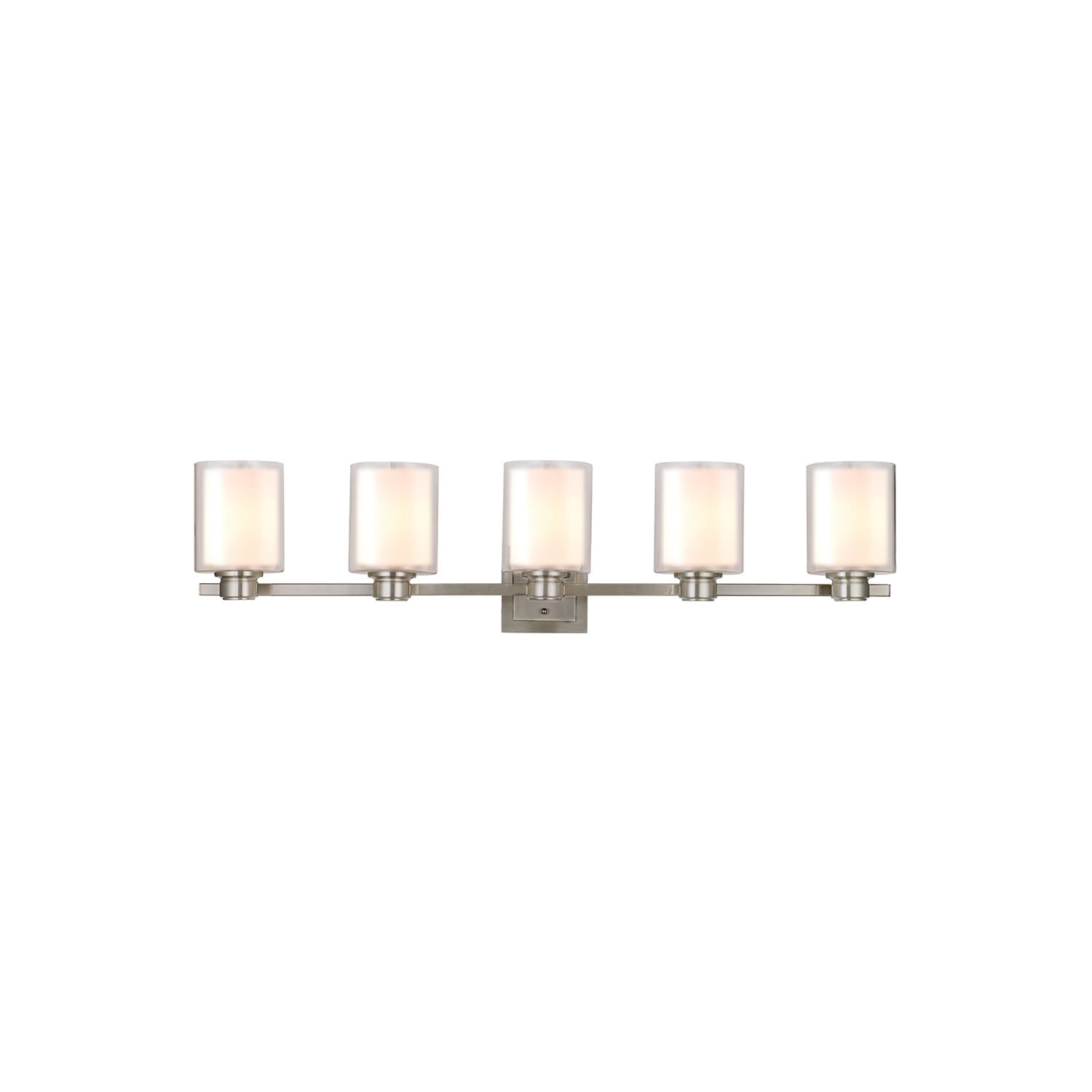 Oslo 5-Light Vanity Light, Satin Nickel Finish, Double Glass Shades, Dimmable, Bathroom Wall Fixture  Design House, WM555617