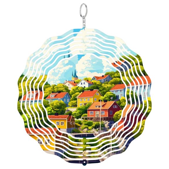 Oslo City View 3D Wind Spinner Stainless Steel Kinetic Yard Art Garden Decor Norway Capital Gift
