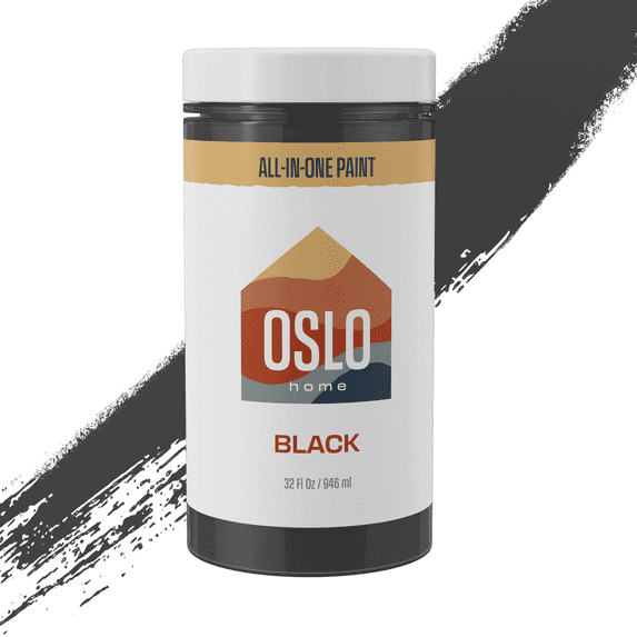 Oslo Home All In One Paint, Black, Quart (32oz), Matte, no Sanding, for Refinishing Furniture, Cabinets