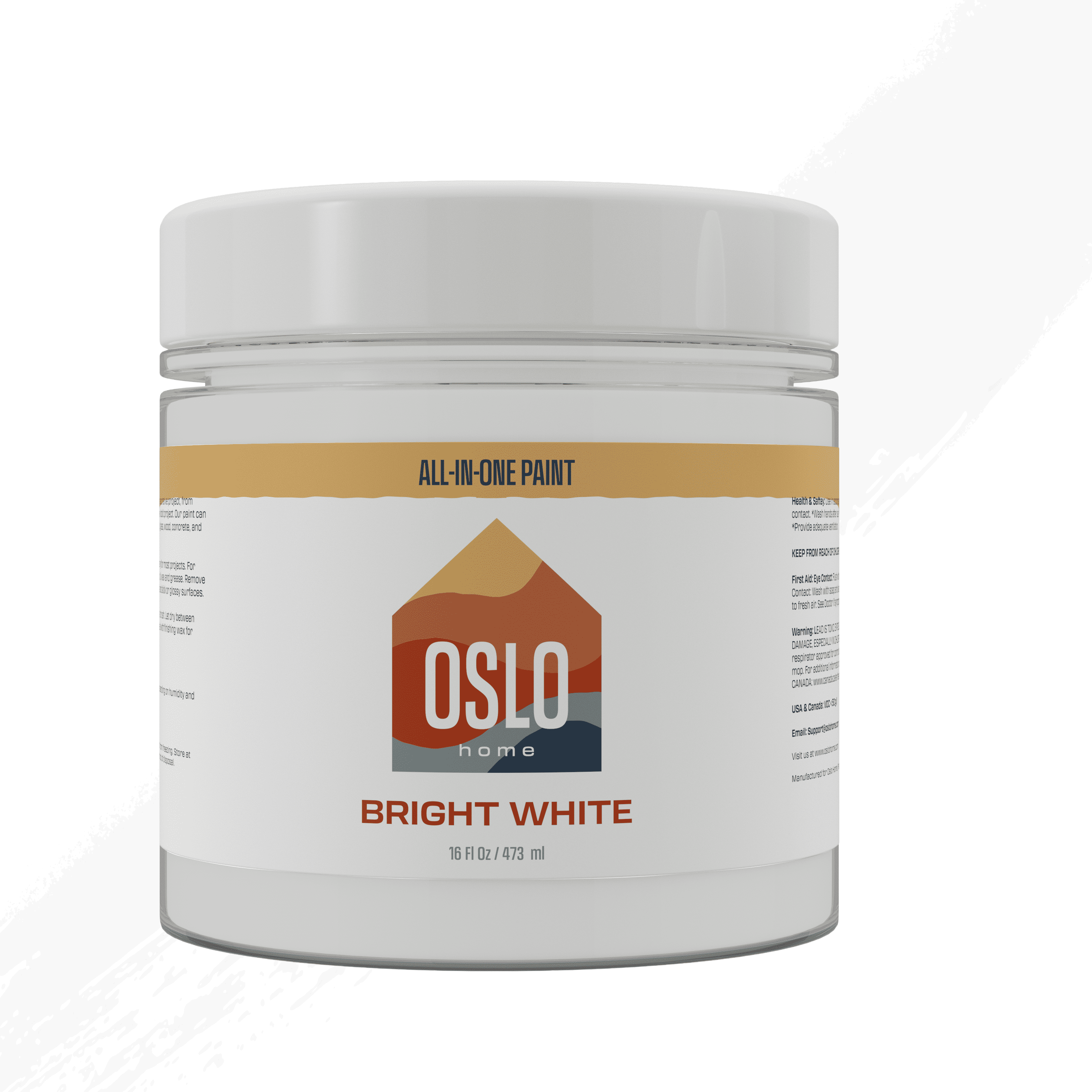 Oslo Home All In One Paint, Bright White, Pint (16oz), ‎Satin, no Sanding, for Refinishing Furniture, Cabinets