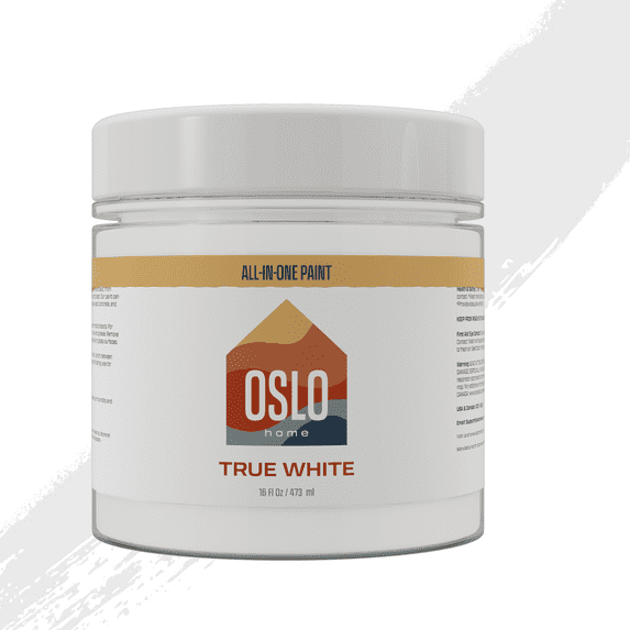Oslo Home All In One Paint, True White, Pint (16oz), Satin, no Sanding, for Refinishing Furniture, Cabinets