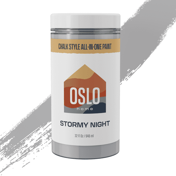 Oslo Home Chalk Style All In One Paint, Grey (Stormy Night), Quart (32oz), Matte, no Sanding or Priming, for Furniture, Home Decor