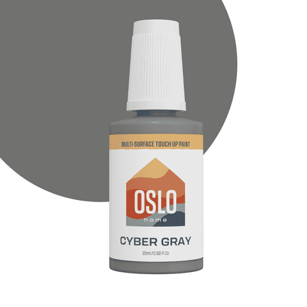 Oslo Home Porcelain + Appliance Touch Up Paint, Cyber Gray, 20ml, High Gloss, w/Brush in Bottle, for Bathroom Fixtures, Metal