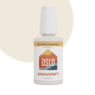 Oslo Home Touch Up Paint, Snowdrift, 20ml, Matte Finish, w/brush in bottle, Quick drying, for Rental and Home repairs, Walls, Trim, Kitchen Cabinets, Furniture