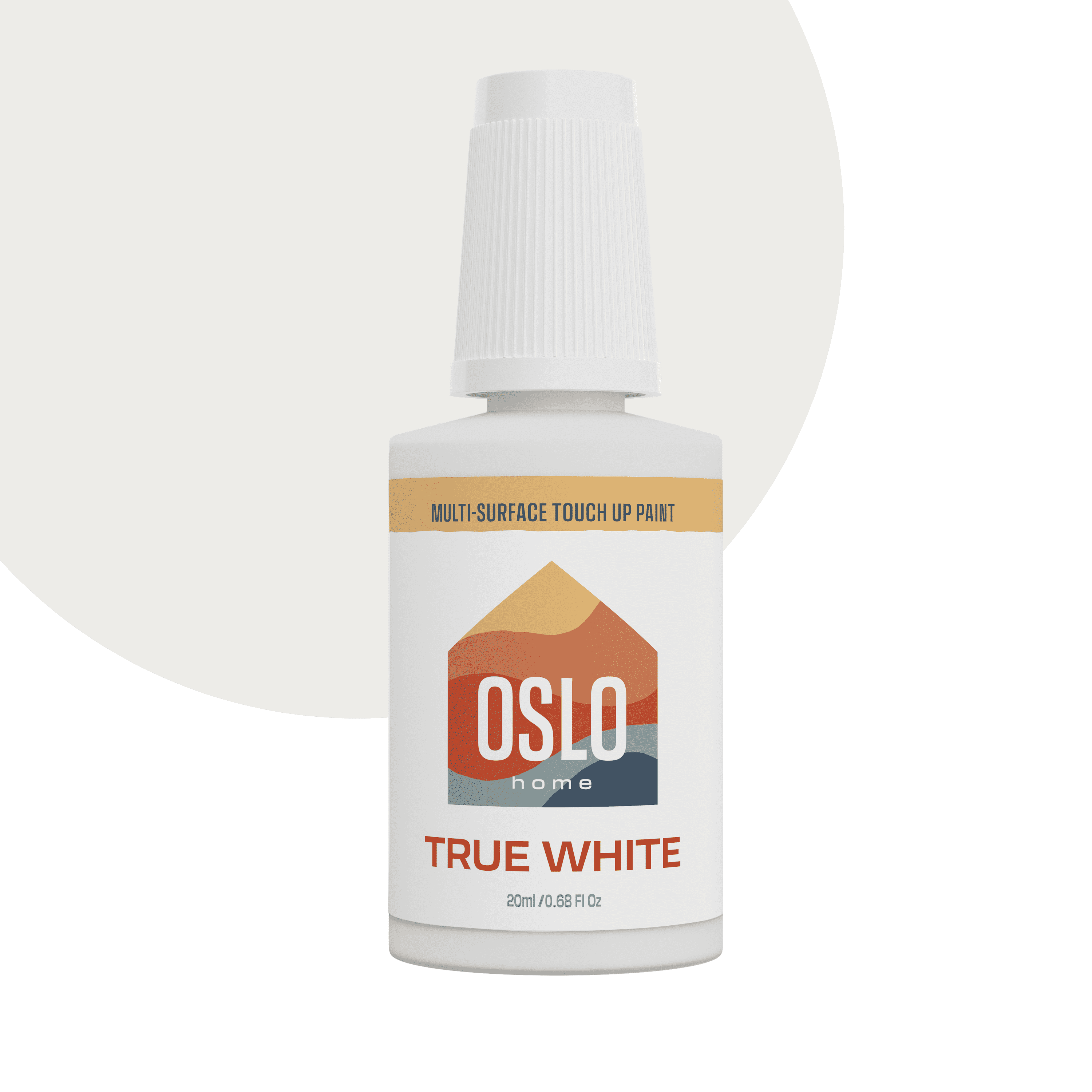 Oslo Home Touch Up Paint, 20ml True White Matte Finish, Made in USA, w/ brush in bottle, quick drying, self-priming, for rental and home repairs, walls, trim, kitchen cabinets, furniture, and more