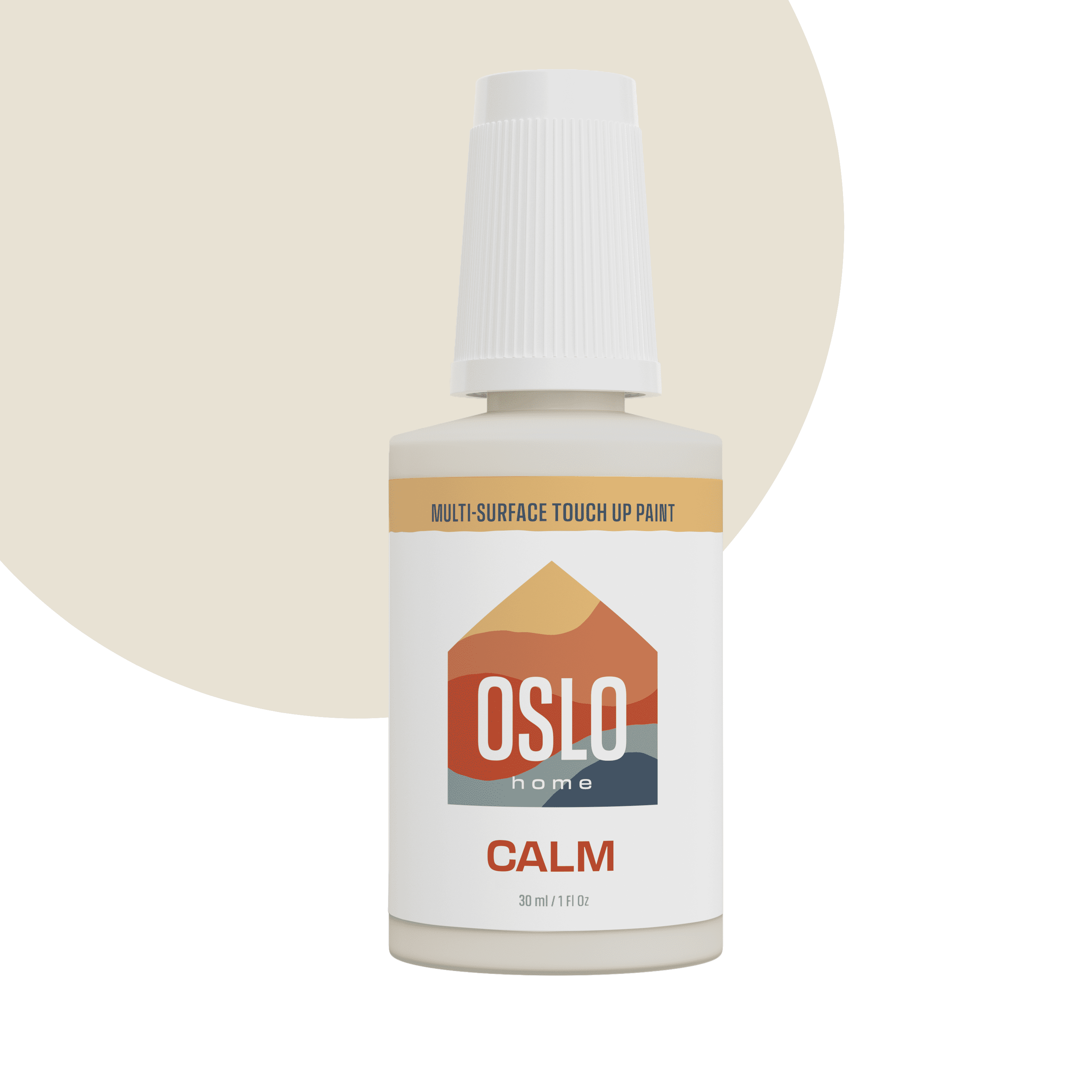 Oslo Home Touch Up Paint Off White Calm 1oz Matte w brush in bottle Quick drying for Home repairs Kitchen Cabinets Walls