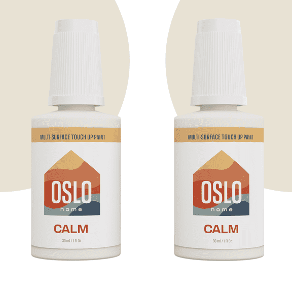 Oslo Home Touch Up Paint, Off White (Calm), two 1oz., Matte, w/brush in bottle, Quick drying, for Home repairs, Kitchen Cabinets