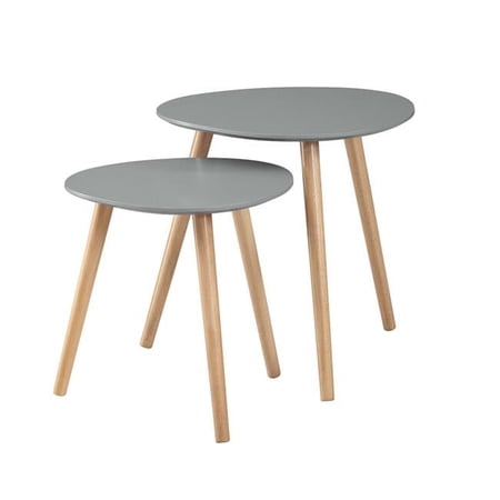 Oslo Nesting End Tables, Gray & Light Oak - 19 x 19 x 19 in.