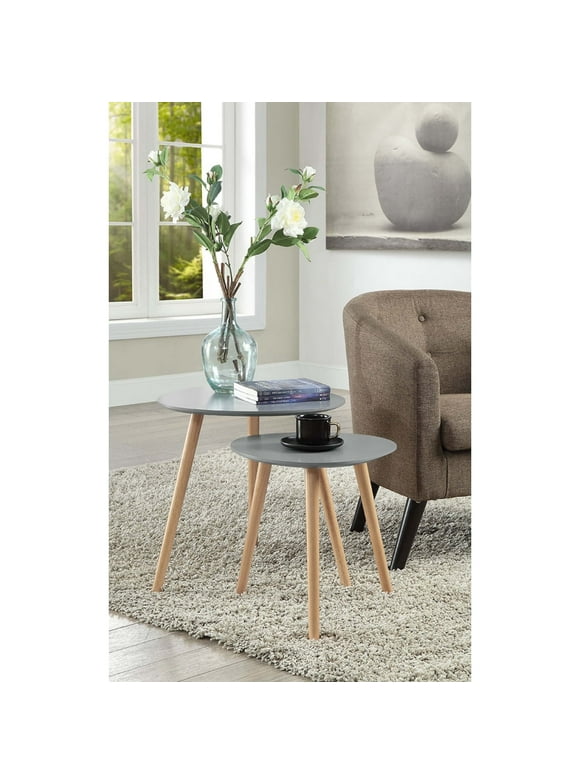 Oslo Nesting End Tables, Gray and Light Oak