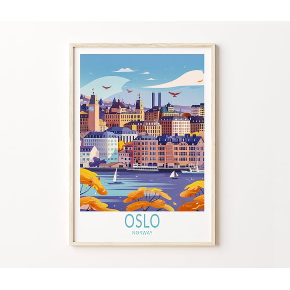 Oslo Norway Akershus Fortress Waterfront City Wall Art Decor, Unframed Canvas 16x20in