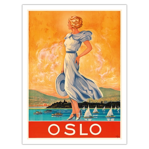 Oslo - The Capital of Norway - Vintage Travel Poster by Rohder c.1930s - Bamboo Fine Art 290gsm Paper Print (Unframed) 24x32in