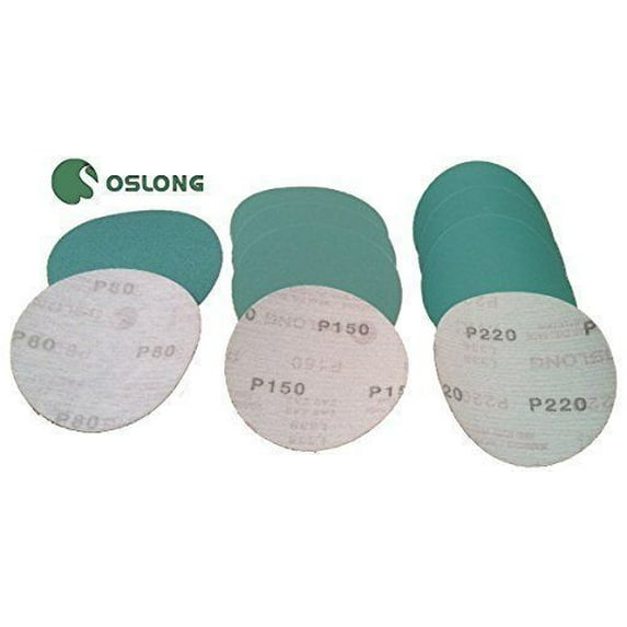 Oslong Green Film 6-Inch Hook and Loop Sanding Disks 10-Pack grits 40 - 3000 1200 No Hole