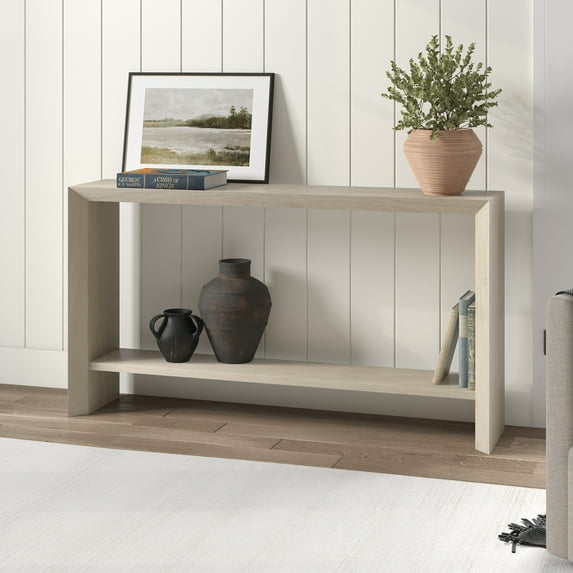 Evelyn&Zoe Modern Farmhouse 55" Wide Alder White Console Table