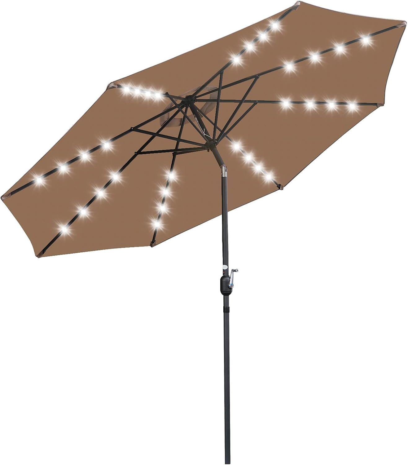 Osmanthus 10FT Patio Umbrella with 32 Solar LED Lights, Outdoor Large ...
