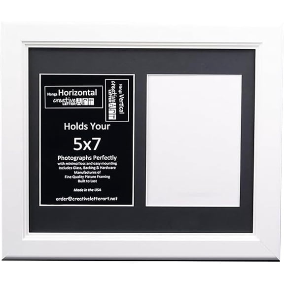Osmanthus 2 Opening Glass Face White Picture Frame to hold 5 by 7 inch Photographs including 10x12-inch White Mat Collage