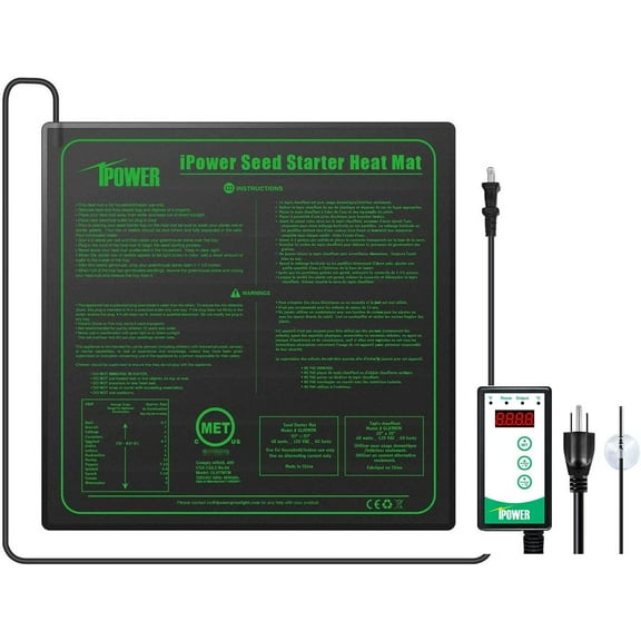Osmanthus 40-108 Degrees Fahrenheit Digital Heat Mat Thermostat Controller and 20" x 20" Hydroponic Seeding Warm Pad Plant Starting Kit Combo