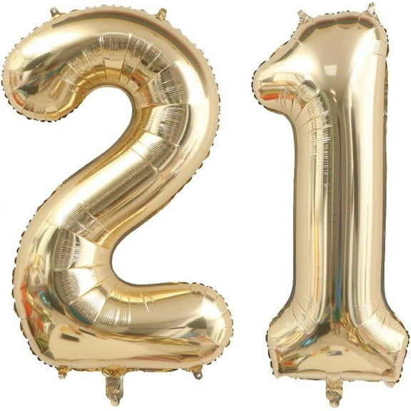 Osmanthus 40 Inch Light Gold 21 Number Balloons Foil Mylar Helium Large Digital Balloon Champagne Gold Birthday Numbers Jumbo Balloons 12th or 21st Anniversary Party Decorations Supplies