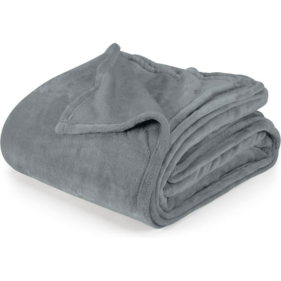 Osmanthus Cool Grey Fleece Blanket Queen Size Fuzzy Soft Anti-Static Microfiber Bed Blanket (90x90 Inch)