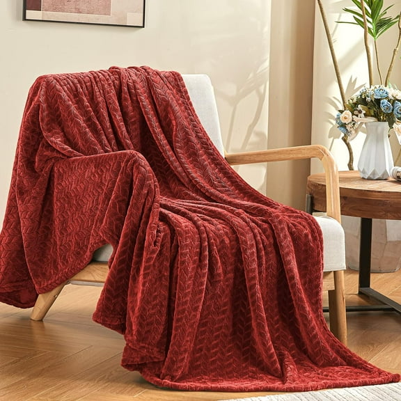 Osmanthus Fleece Throw Blanket, Super Soft Fuzzy Blanket for Couch Sofa Bed Office, Cozy Plush Fleece Blanket Throw Size, Washable Lightweight Flannel Blankets Throw for All Season(50x60,Burgundy)