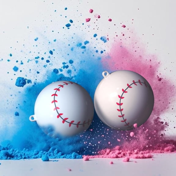 Osmanthus Gender Reveal Baseball with Powder - 2 Pack Gender Reveal Baseballs Filled with Blue and Pink Powder for Boy or Girl Baby Reveal Party Ideas for Decorating