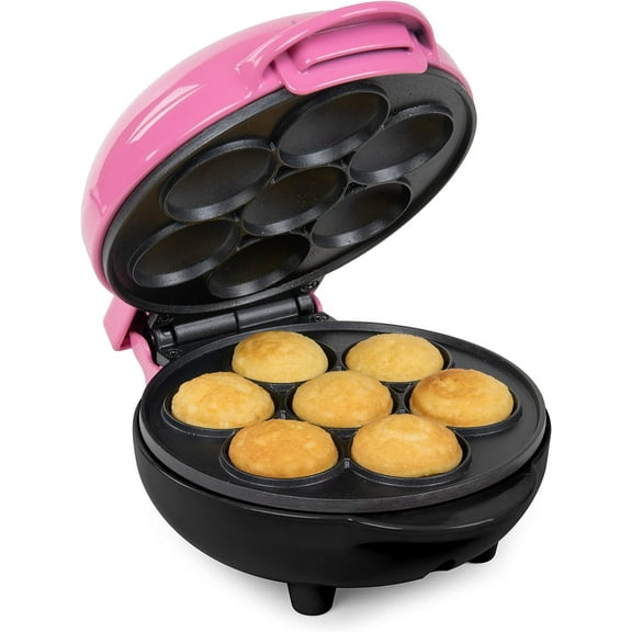 Osmanthus MyMini Cupcake Maker, Compact Size for Dorms, Apartments, Makes 7 Mini Cakes, Non-Stick Surface, Easy-To-Clean, Perfect for Dessert, Breakfast, or Snacks, Keto Friendly, Pink