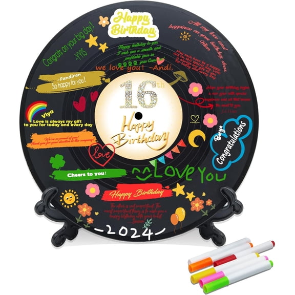 Osmanthus Sweet 16 Birthday Decorations 11.6"X11.6", 16th birthday decorations Party Favor Sign Poster, 16th Birthday Guest Book Alternative, Great Sweet 16 Gifts for Girls or Boys (16 Years Old)