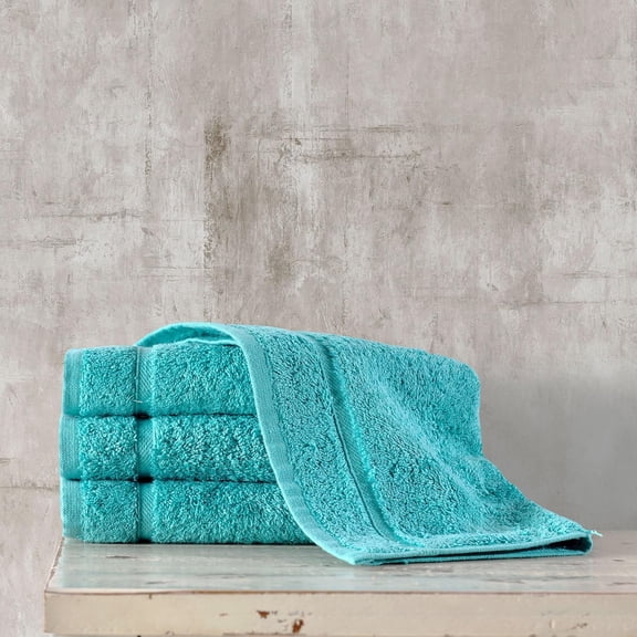 Osmanthus Teal Turquoise Washcloth Linen Set Premium Original Turkish Cotton, Hotel Quality for Maximum Softness & Absorbency for Face, Hand, Kitchen & Cleaning
