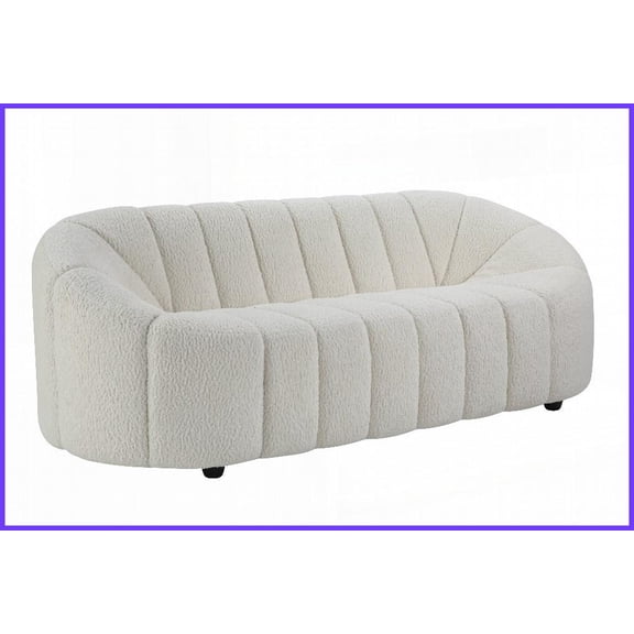 Osmash White Teddy Sherpa Sofa - 70'' Wide Plush Living Room Sofa with Sturdy Wooden Frame