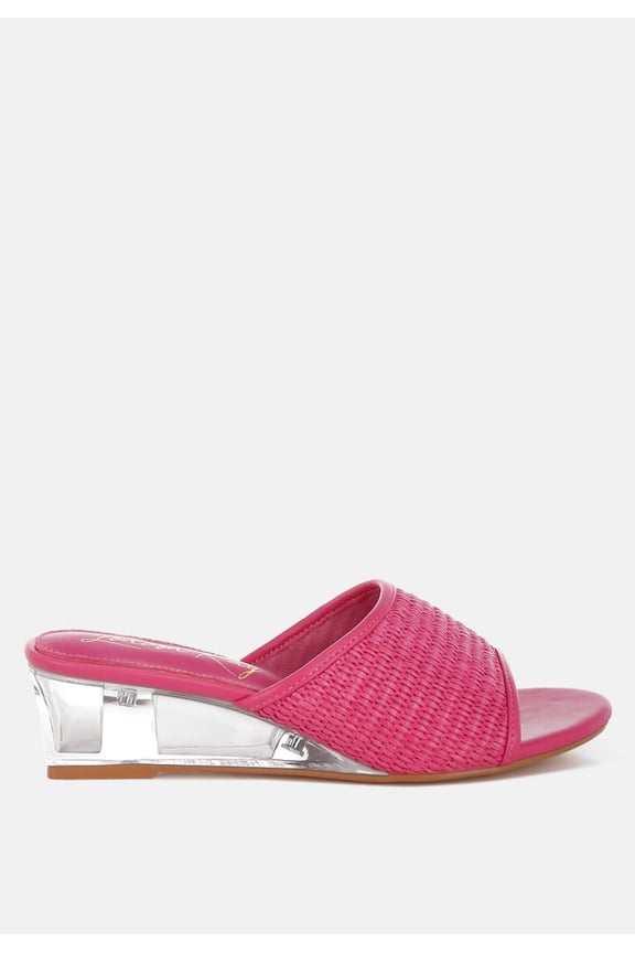 Osminda Raffia Clear Heel Wedge Sandals