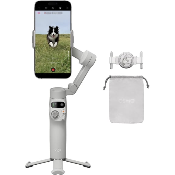Osmo Mobile 7 Gimbal Stabilizer for iPhone, Android, Built-in Tripod, Portable Stabilizer for iPhone, Selfie Stick, 3-Axis Phone Gimbal, ActiveTrack 7.0, One-Tap Edit, 10hrs Use, Phone Charging