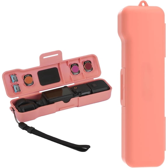 Osmo Pocket 3 Case, Hard Shell Carrying Case with Filter & SD Card Slots, All-in-One Storage Box for DJI Pocket 3 Creator Combo, Shockproof Waterproof Travel Protective Bag(Pink)