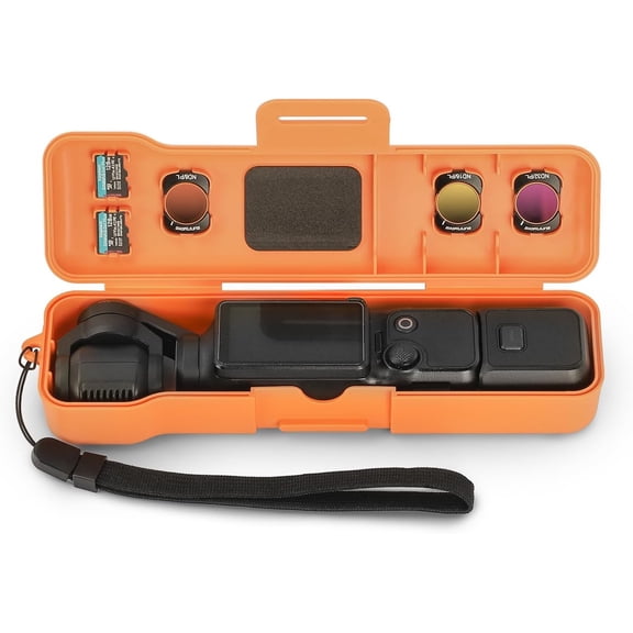 Osmo Pocket 3 Case, Hard Shell Carrying Case with Filter & SD Card Slots, All-in-One Storage Box for DJI Pocket 3 Creator Combo, Shockproof Waterproof Travel Protective Bag(Orange)