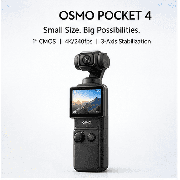 Osmo Pocket 4 Essential Combo, Compact 4K Gimbal Camera with 1-Inch CMOS Sensor, 4K/240fps Video, Black