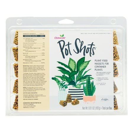 Osmocote PotShots: 25 Premeasured Slow Release Plant Food Nuggets for Container Plants, Feeds for up to 6 Months - Black