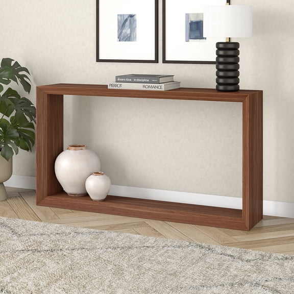 Osmond 55" Wide Rectangular Console Table in Satin Walnut