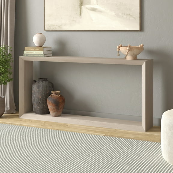 Evelyn&Zoe Modern Farmhouse 64" Wide Alder White Console Table