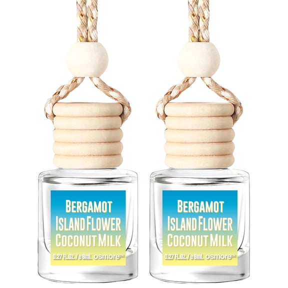 Osmore Car Air Freshener Hanging, Beach Coconut Breeze, Long Lasting Fresh Coastal Scent 2-Pack