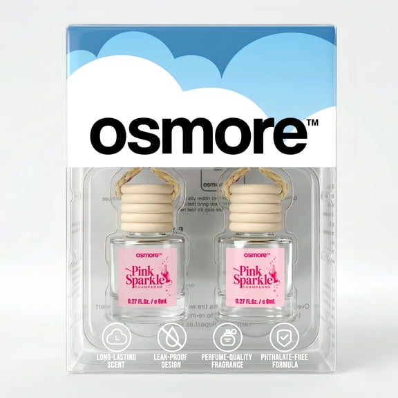 Osmore Car Air Freshener, Pink Sparkle Champagne, Long Lasting Perfume Notes 2-Pack