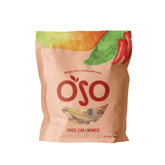 Oso Snacks Chili Mango Slices with Hibiscus and Lime, 7 oz Bag