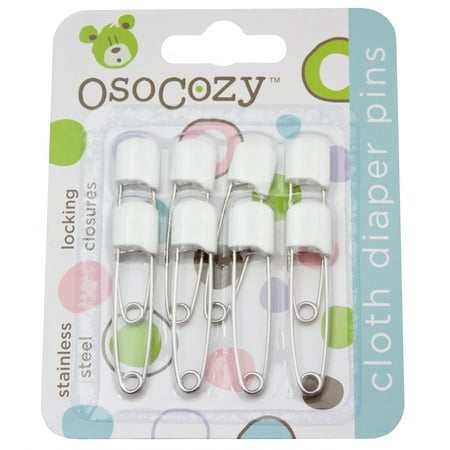 OsoCozy Diaper Pins (8pk), White
