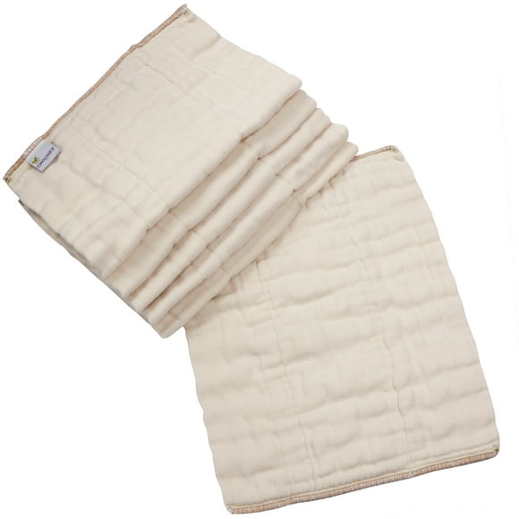 OsoCozy Organic Cotton Prefold Cloth Diapers. Size Infant 4x8x4, Uni-Sex, Fits 7-15 lbs.  - 6 Pack